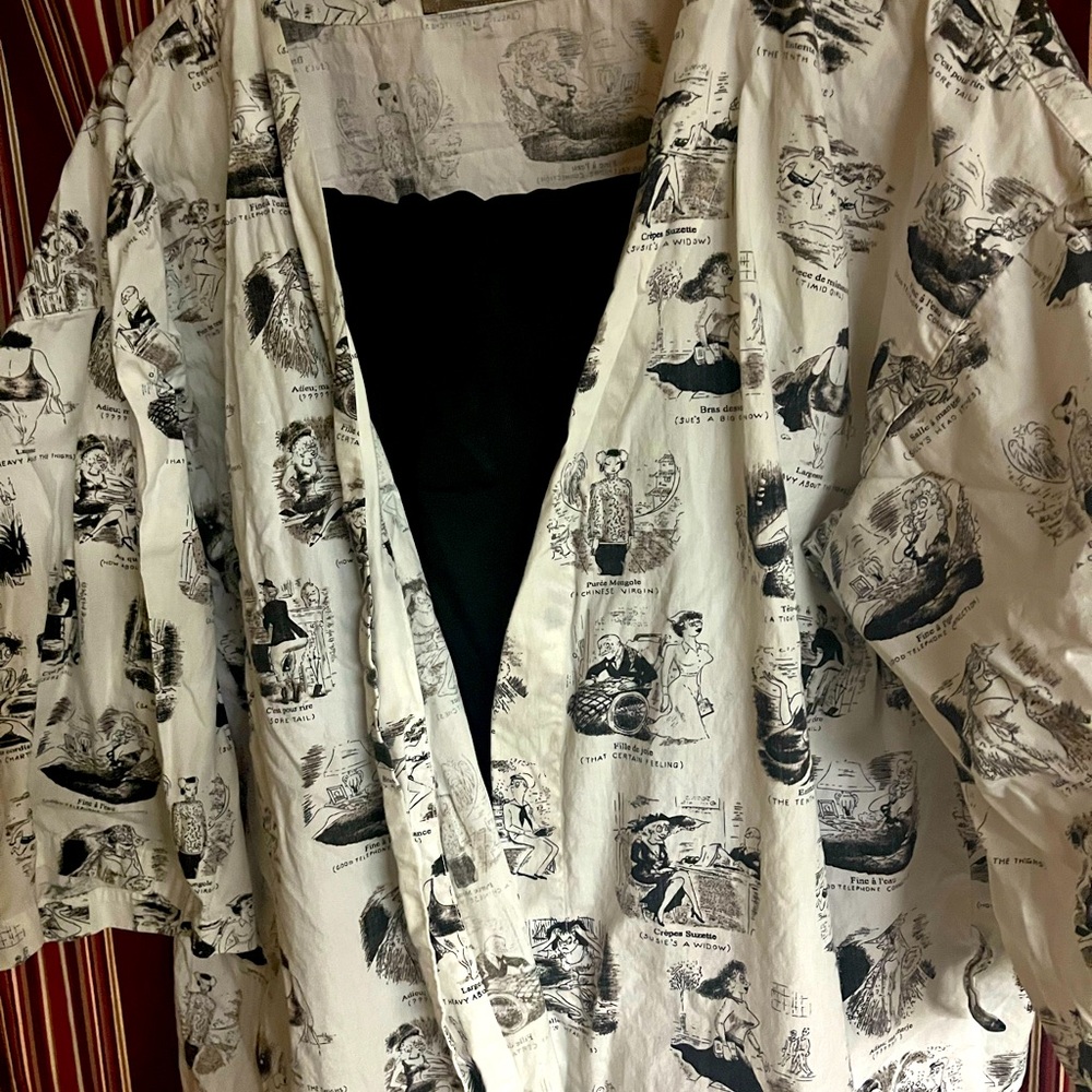 Rare naughty 1940 pin up cartoon button up shirt